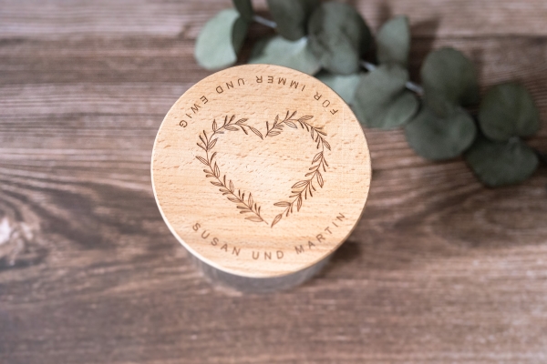 Vorratsglas Design Herz - Hochzeit / Geschenkidee / Geldgeschenk / personalisiert